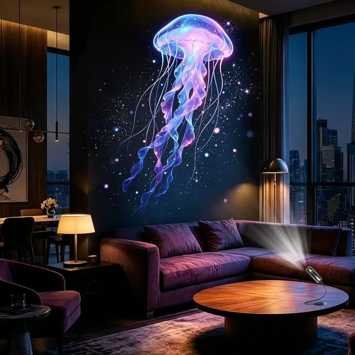 Lampe projecteur sur le thème de l'océan, alimentée par USB, crée une scène romantique de fond de mer, parfaite comme veilleuse de chevet pour créer une ambiance.