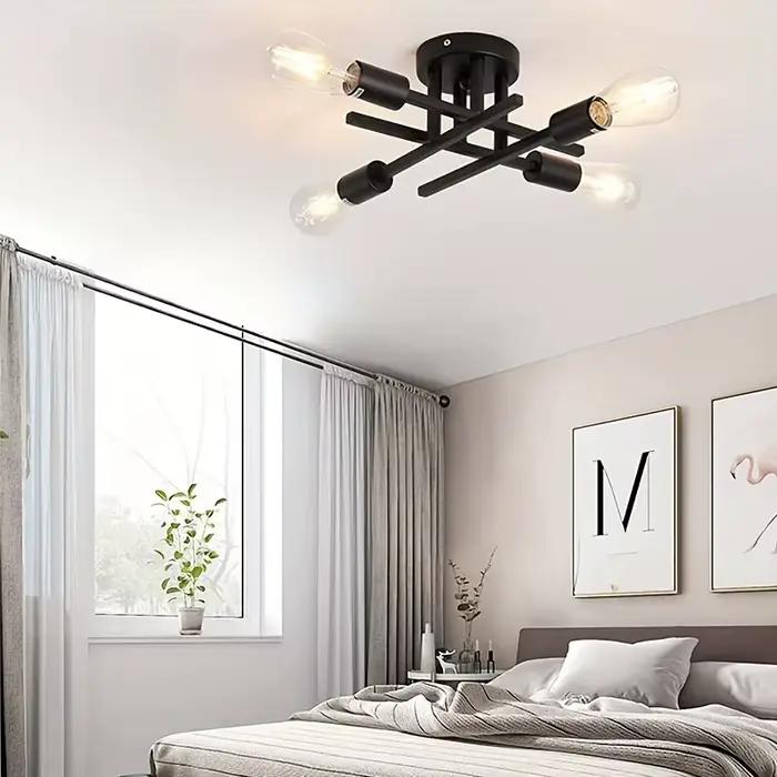 Plafonnier semi-affleurant au design moderne, disponible en noir et en or, éclairage d'intérieur, luminaire de plafond, 4 unités