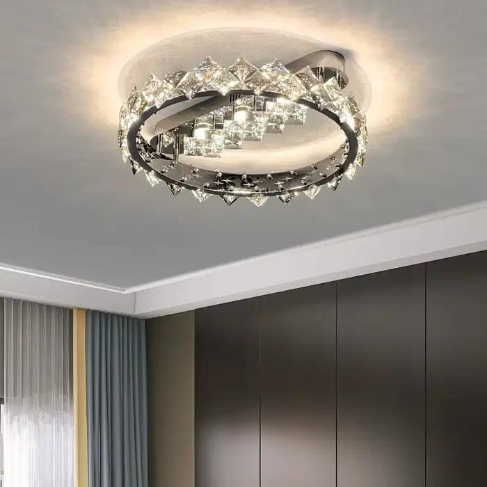 Plafonnier LED à Intensité Réglable en Clip Gris Chromé, Design Moderne, Éclairage d'Nik, Luminaire Décoratif de Plafond, Idéal pour un Salon, une Chambre à Coucher, 2025