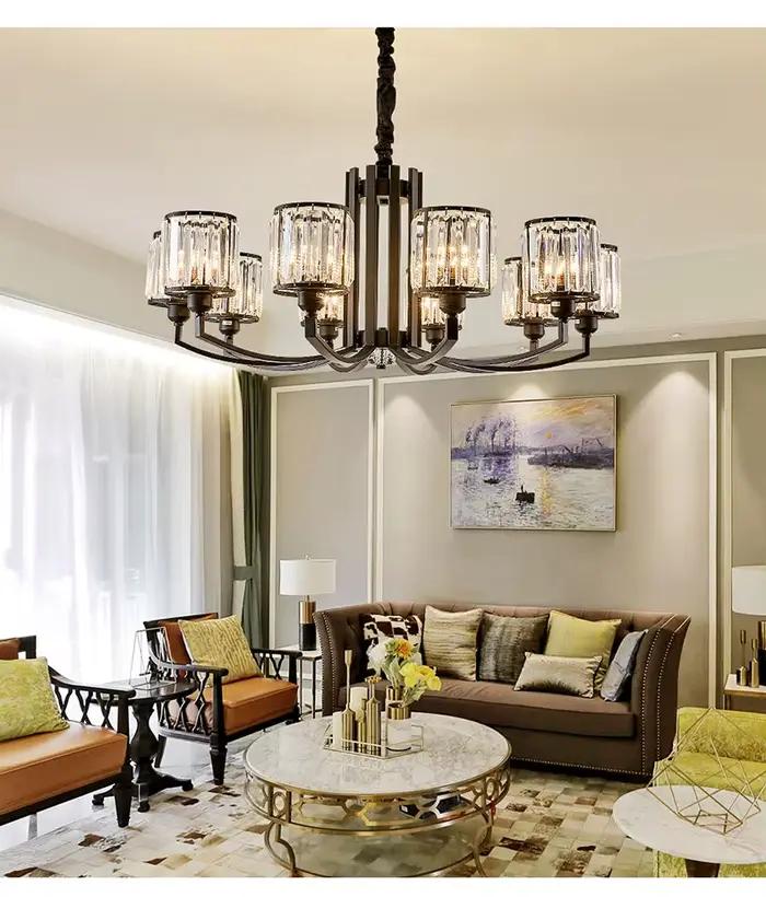 Lustre en cristal LED de style américain, luxe léger, décoration intérieure, chambres principales et d'invités, chambres à coucher, salles à manger, luminaires