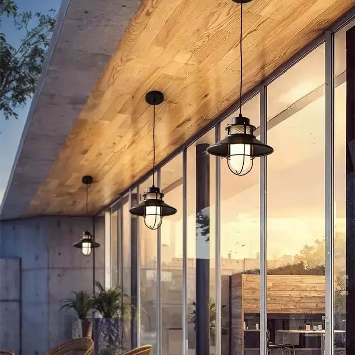 Lampe suspendue extérieure étanche américaine minimaliste jardin couloir balcon cour lumière intérieure Villa chambre suspension