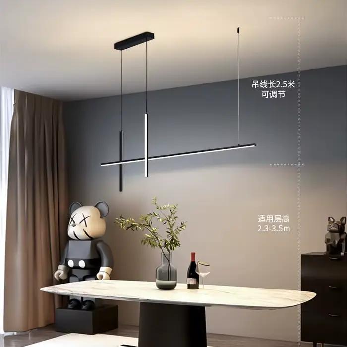 Lustre LED minimaliste moderne Dimmable noir pour Table salle à manger cuisine Bar suspension lampe éclairage Suspension Design Lustre