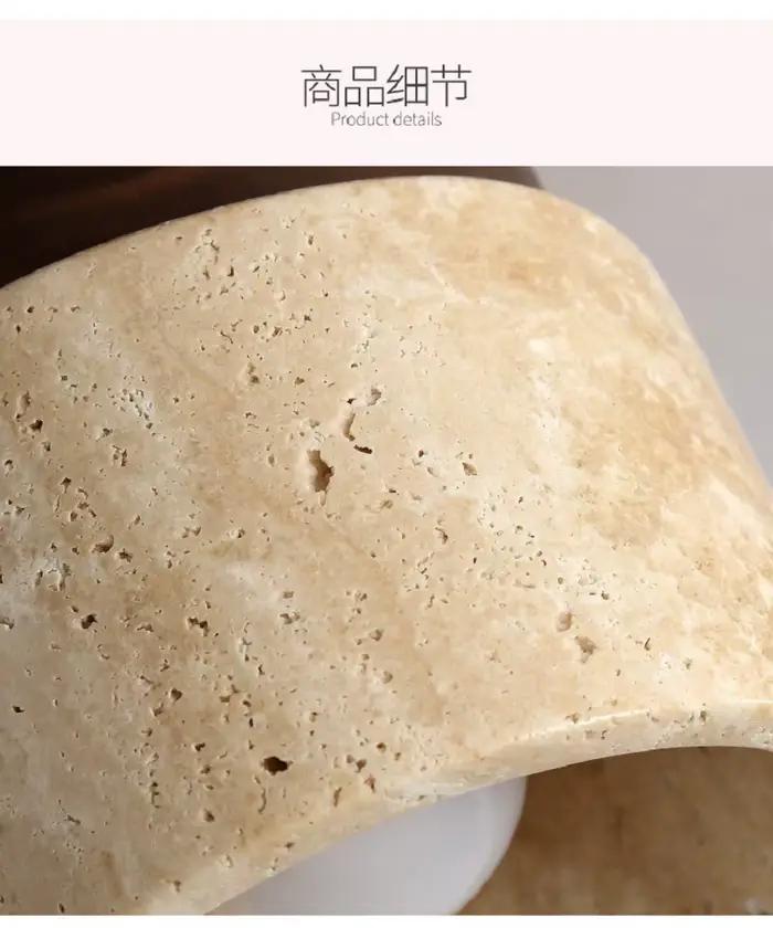 Plafonnier rond en bois travertin style Sabi pour porche balcon et couloir élégance rétro et wabi-sabi atmosphère chaleureuse et sophistiquée