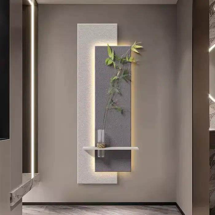 2025 lumière luxe porche Version verticale tridimensionnelle grès lumière peinture Art entrée couloir applique murale lampe murale