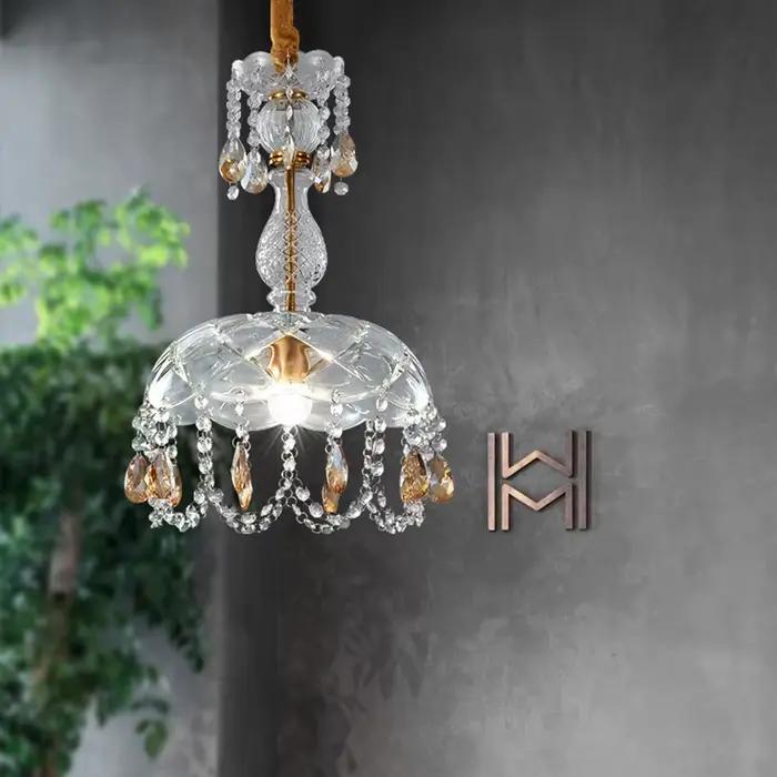 Plafonnier Led suspendu en cristal style rétro américain, luminaire décoratif d'intérieur de luxe, idéal pour une véranda, une chambre à coucher ou une salle à manger