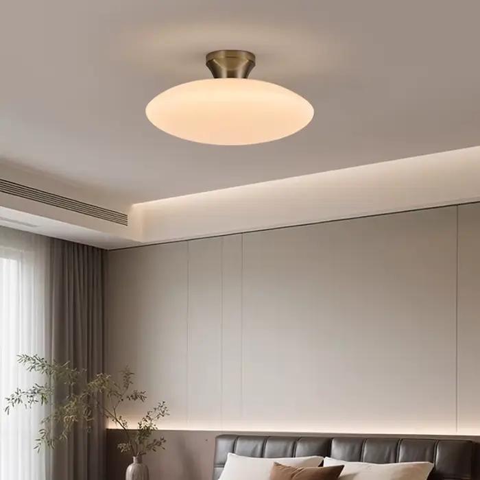 Plafonnier Champignon Style Crème Moderne pour Chambre, Salon, Hall d'entrée – Luminaire Décoratif Circulaire avec Protection Oculaire