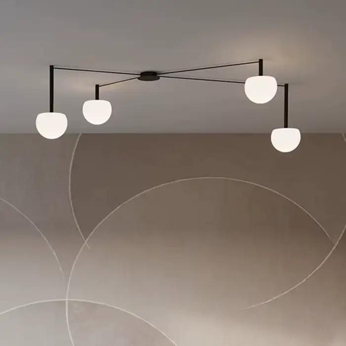 Lampe de plafond linéaire minimaliste noire, lampe araignée en verre pour chambre à coucher, bureau, salon, villa, éclairage intérieur