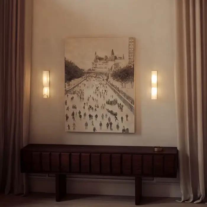 Applique murale LED en marbre artificiel, Essence d'albâtre, pour salon, chambre à coucher, allée, salle à manger, fond Art déco, lampe de chevet