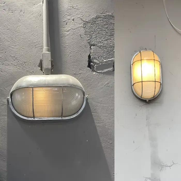 Applique murale LED ovale rétro extérieure E27 étanche à l'humidité industrielle en aluminium moulé sous pression applique salle de bains jardin porche lumière
