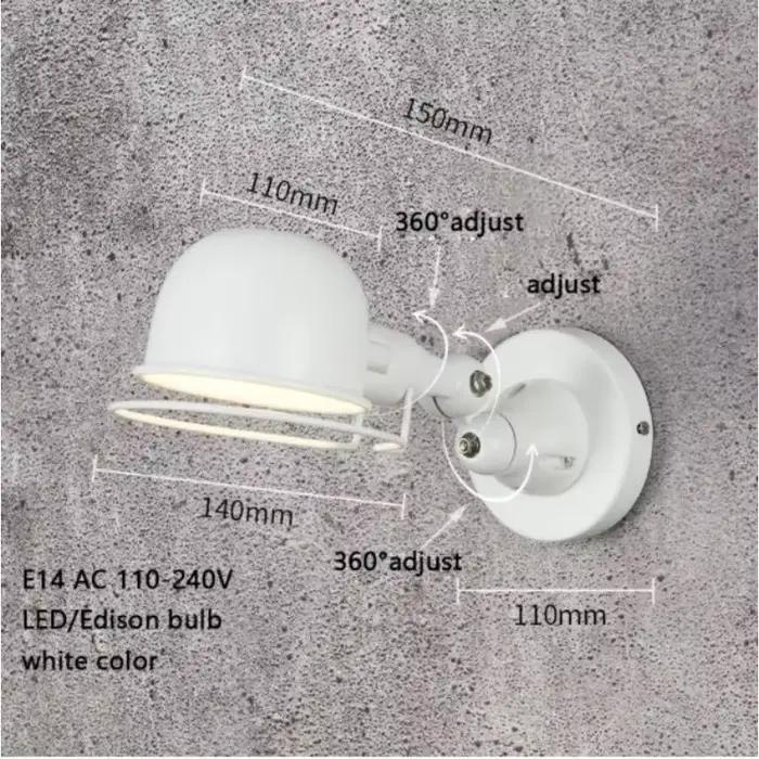 Lampe murale réglable de style industriel nordique classique, applique vintage, éclairage mural E14 LED pour salon et chambre à coucher