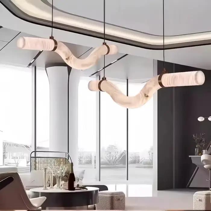 Lustre suspendu personnalisé imitation marbre pour salon, chambre à coucher, salle à manger, décoration de plafond, luminaire d'intérieur