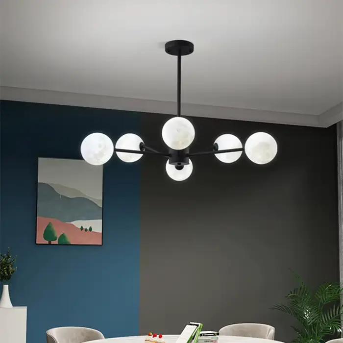 Lustre en verre au design nordique moderne, luminaire décoratif d'intérieur, disponible en noir, idéal pour un salon, une chambre à coucher, une salle à manger ou une cuisine