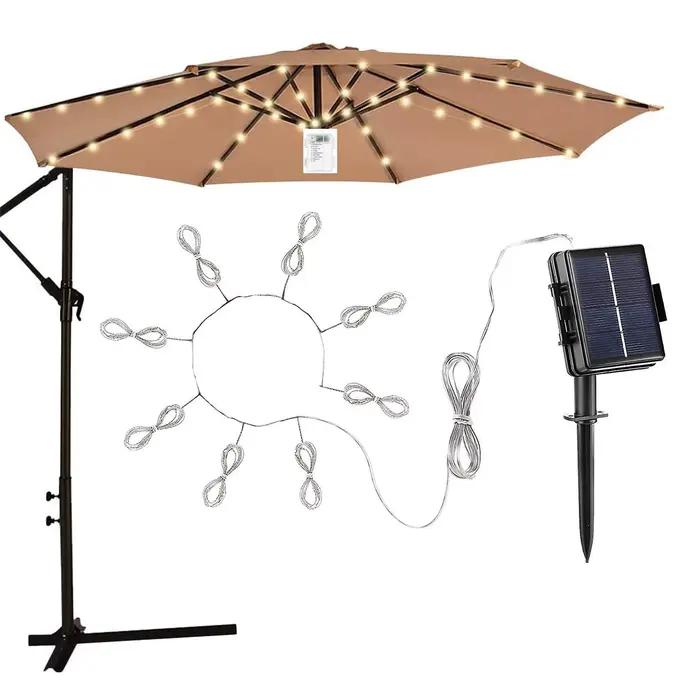 Lampe solaire décorative pour parasol de jardin, alimentée par l'énergie solaire, pour extérieur, jardin, cour, terrasse, piscine, pelouse