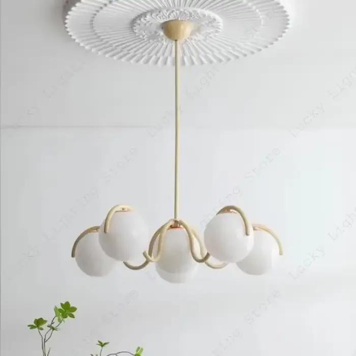 Lustre rouge crème de style français, éclairage en verre de style médiéval, décoration intérieure, à intensité variable, adapté aux salons, aux chambres