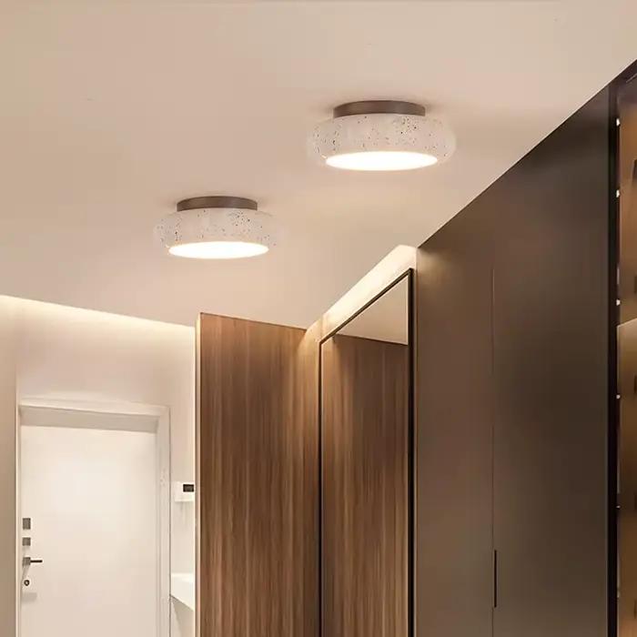 Lampes de plafond en pierre naturelle travertin, modernes, rondes, éclairage LED encastré pour intérieur