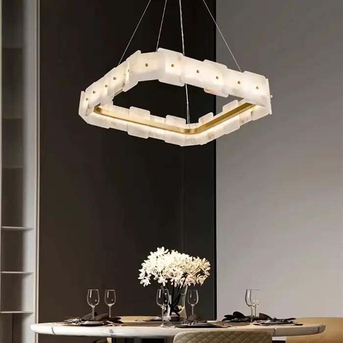 Lustres LED modernes éclairage pour salon Foyer chambre Restaurant lampes suspendues décoration en marbre naturel Lustre luminaires