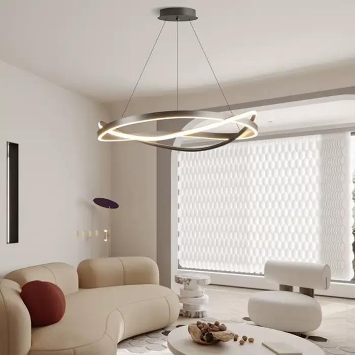LED lustre anneau noir/blanc maison lustre pour salon salle à manger chambre cuisine plafond décor luminaires