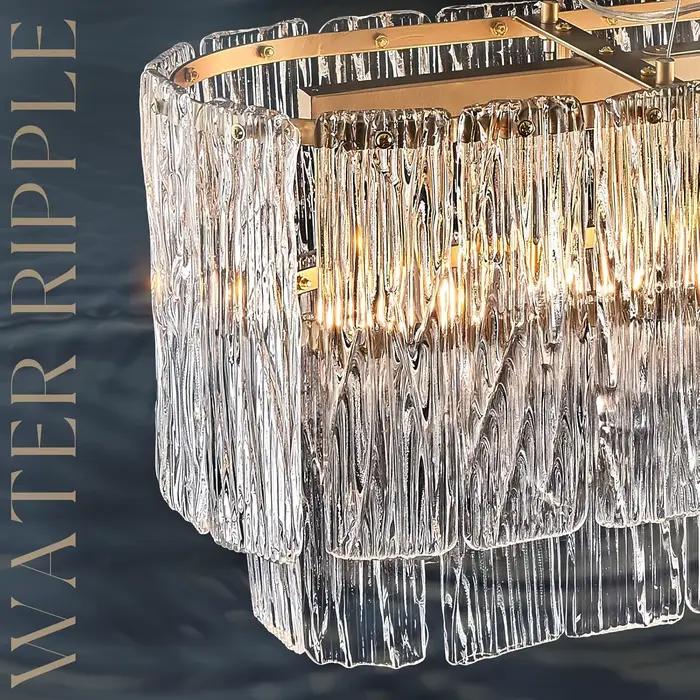 Lustres rectangulaires en verre doré pour salle à manger lustre en verre chromé moderne pendentif luminaire suspendu pour îlot de cuisine