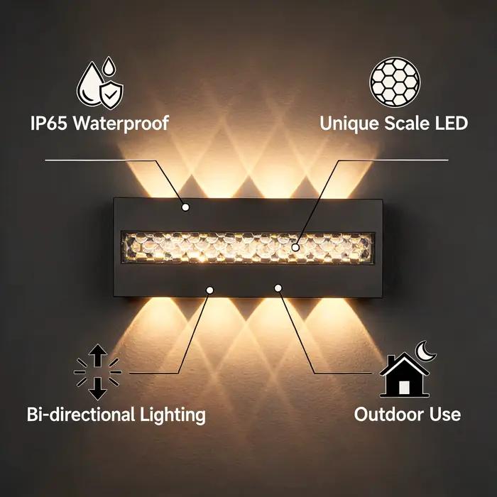 Applique murale LED extérieure étanche IP65 en aluminium, design simple, idéale pour couloir, jardin, escalier, mur extérieur, chambre, salon