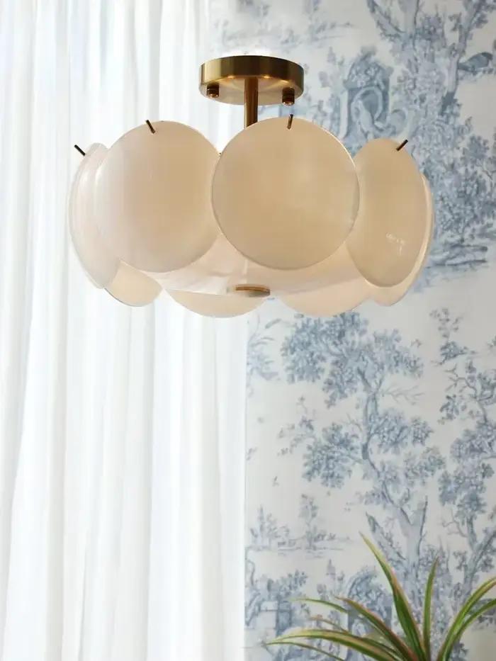 Lustre de Style crème française, plafond moderne en verre blanc, lampe suspendue de luxe pour salon, chambre à coucher, cuisine, salle à manger