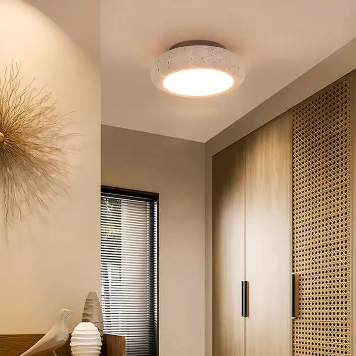 Lampes de plafond en pierre naturelle travertin, modernes, rondes, éclairage LED encastré pour intérieur
