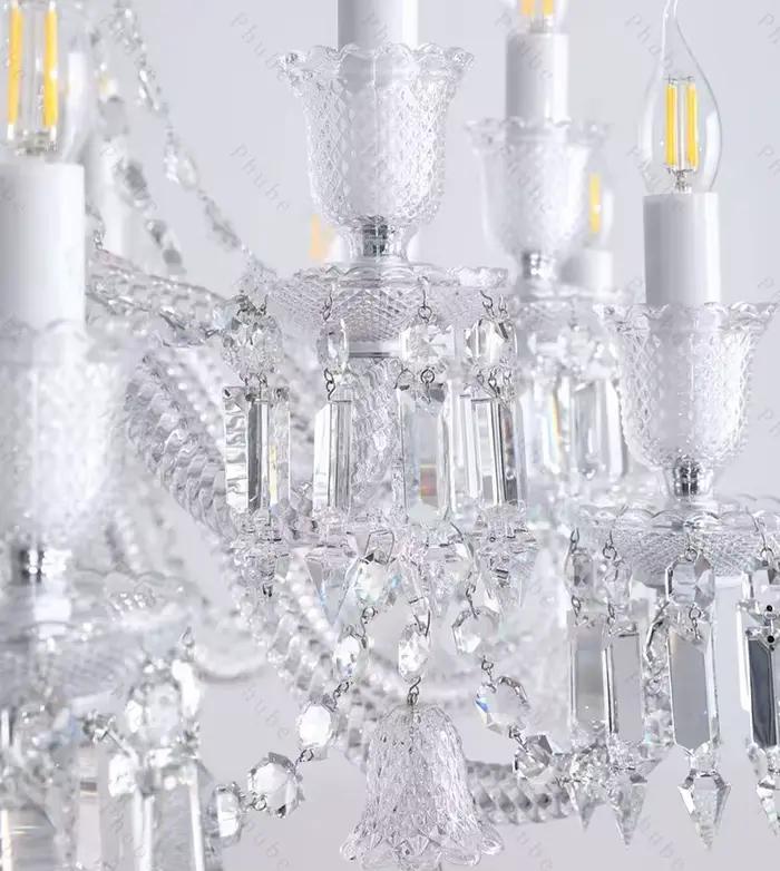 Lustre en cristal de luxe Phube avec 18 lumières LED pour salons, chambres et espaces publics élégants occasions spéciales
