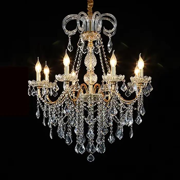 Hôtel lustre en cristal hall Grand Villa appartement lustre en verre chambre salle à manger lustre d'angle doré