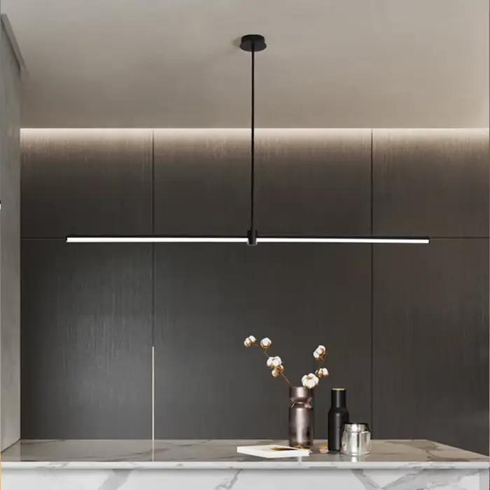 Lampe LED suspendue au Tube unique au design linéaire moderne, luminaire décoratif d'intérieur, idéal pour un bureau, une salle à manger, une chambre à coucher ou un hôtel
