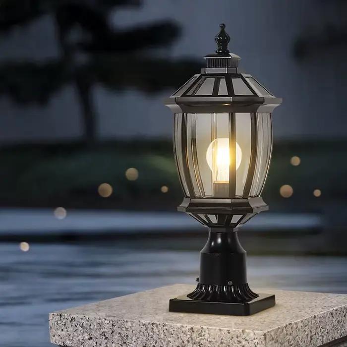 Colonne lumineuse imperméable en or pour jardin, paysage, porte extérieure, porche, avec verre, pour décoration de Villa