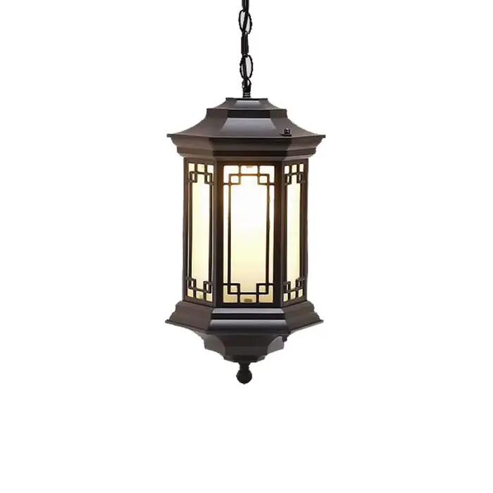 Lustre de balcon de style chinois rétro, luminaire suspendu imperméable pour jardin, villa, couloir extérieur