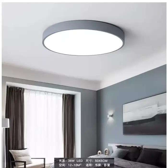 Plafonnier LED pour salon chambre LED plafonnier foyer lumière noir blanc éclairage LED luminaire rond en bois montage en Surface