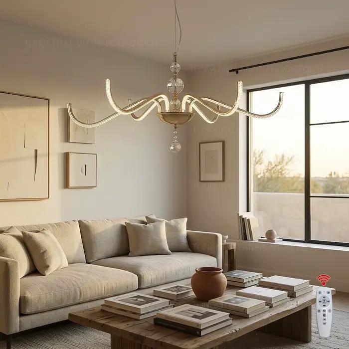Lustre LED moderne 3 couleurs au choix, Suspension en cristal noir chromé doré, Lampe suspendue pour salon, chambre à coucher, salle à manger