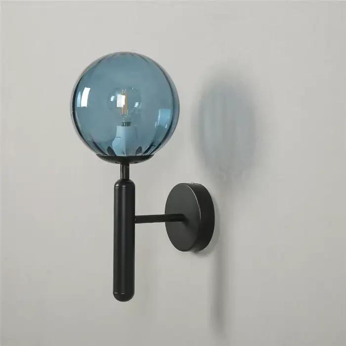 Moderne bleu boules de verre applique salon chambre chevet applique murale créative TV fond mur couloir appliques