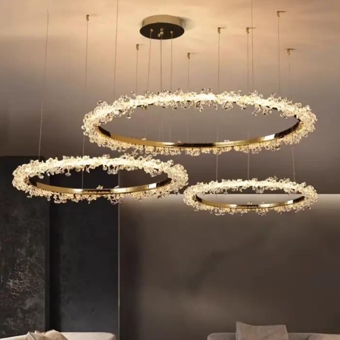 Lustre Led moderne salon or pendentif Lustre lumière escaliers Lustre Led Luminarias lampe à Led luminaires