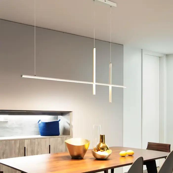 Lustre LED minimaliste moderne Dimmable noir pour Table salle à manger cuisine Bar suspension lampe éclairage Suspension Design Lustre