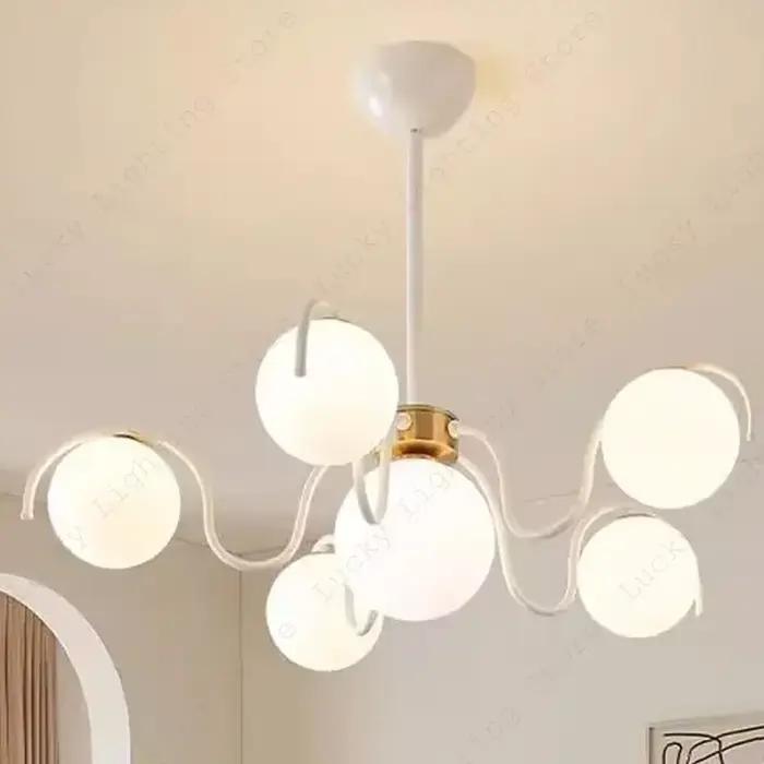 Lustre rouge crème de style français, éclairage en verre de style médiéval, décoration intérieure, à