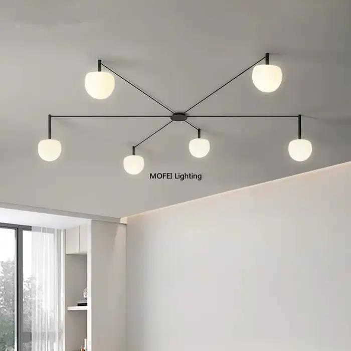 Plafonnier linéaire minimaliste, lampe araignée moderne avec abat-jour en verre pour chambre, bureau, salon, villa, éclairage intérieur domestique