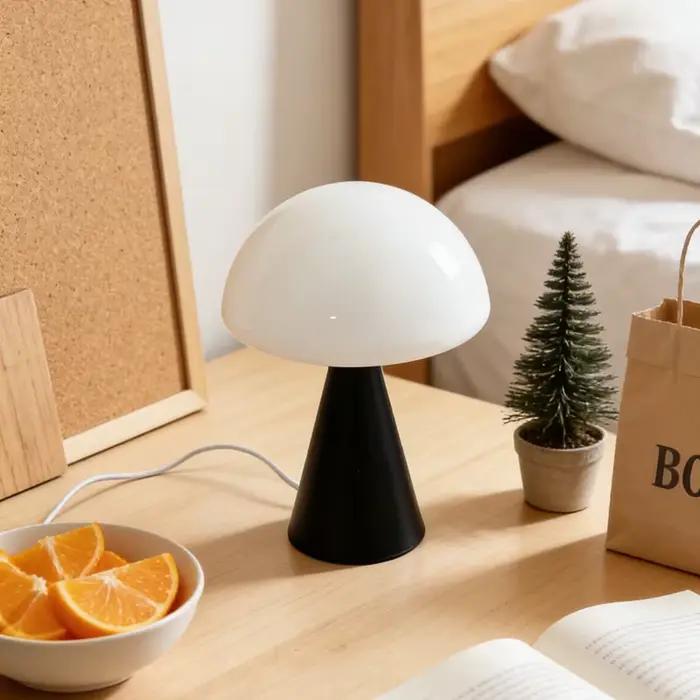 Lampe de table en verre en forme de parapluie, style moderne et minimaliste, base conique robuste, d