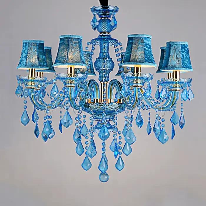 Lustre moderne en forme de branche, plusieurs têtes, couleur bleue, pour mariage, chambre à coucher, décoration de maison, lustre à thème méditerranéen