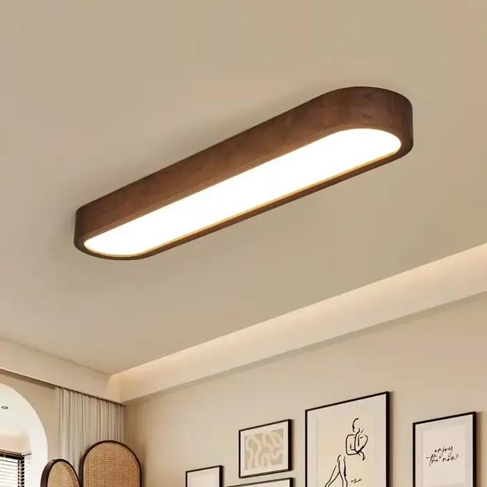 Plafonnier LED moderne en bois grainé pour salon, salle à manger, chambre à coucher éclairage durable et moderne