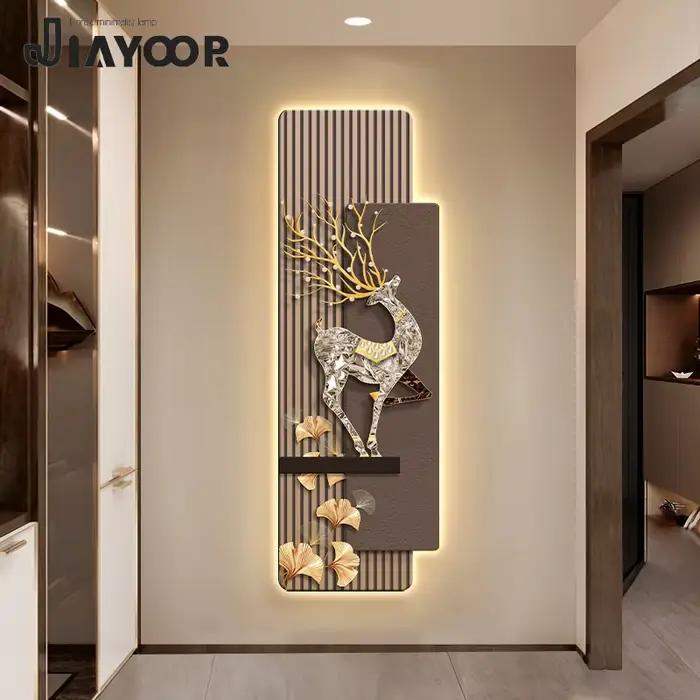 Entrée de luxe légère, lumières Led, peintures décoratives, décoration de maison, attirant la richesse, renne, salon, couloir, lumières murales