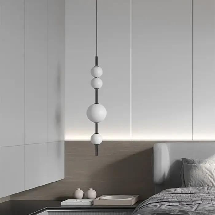Lustre moderne pour îlot de cuisine, lampe suspendue nordique avec perles en forme de gourde, luminaire décoratif d'intérieur, idéal pour un salon, une chambre à coucher ou une table de chevet