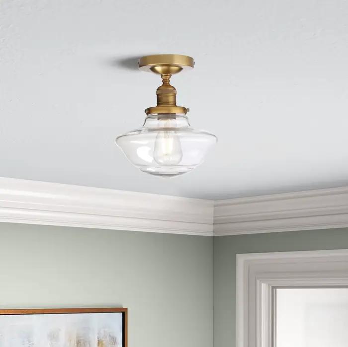 Plafonnier encastré en verre permanent, éclairage de plafond rustique moderne pour couloir cuisine bar foyer loft salon chambre