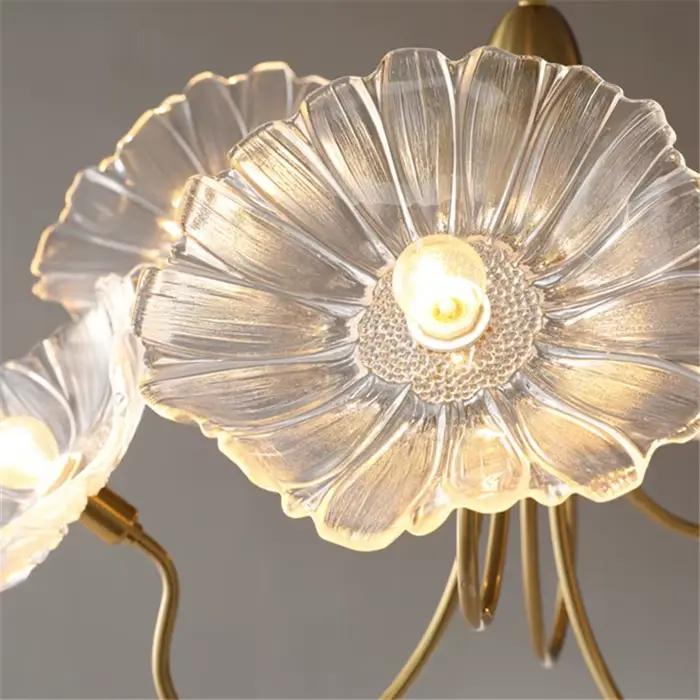 Plafonnier LED Luxueux en Laiton et Métal avec Fleurs Roses, Design Moderne, Luminaire Décoratif d'Nik, Idéal pour une Chambre à Coucher