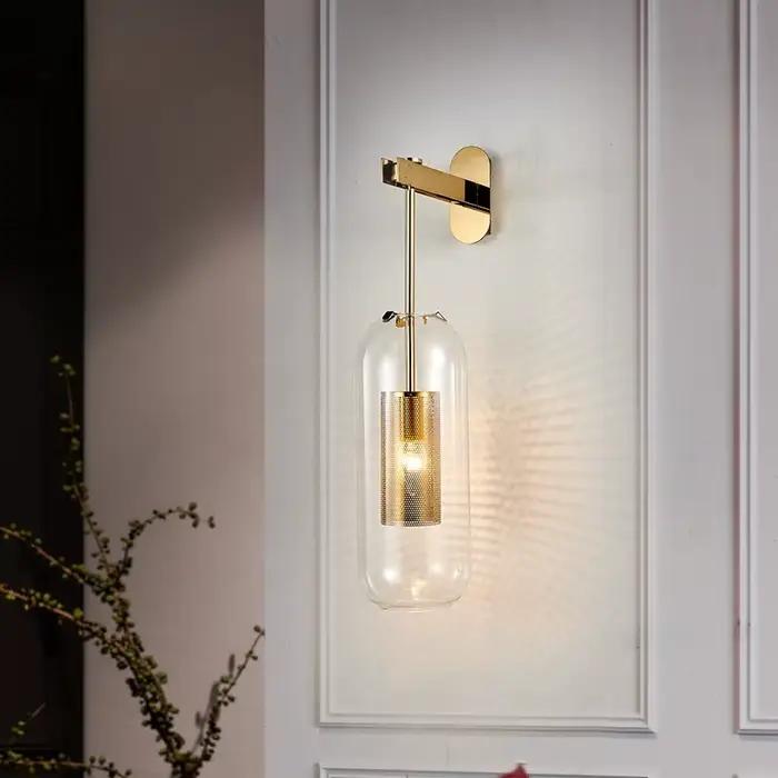 Applique murale moderne luminaire verre chevet hôtel salle de bain fond lampe couloir Luminaire décoration de la maison éclairage or
