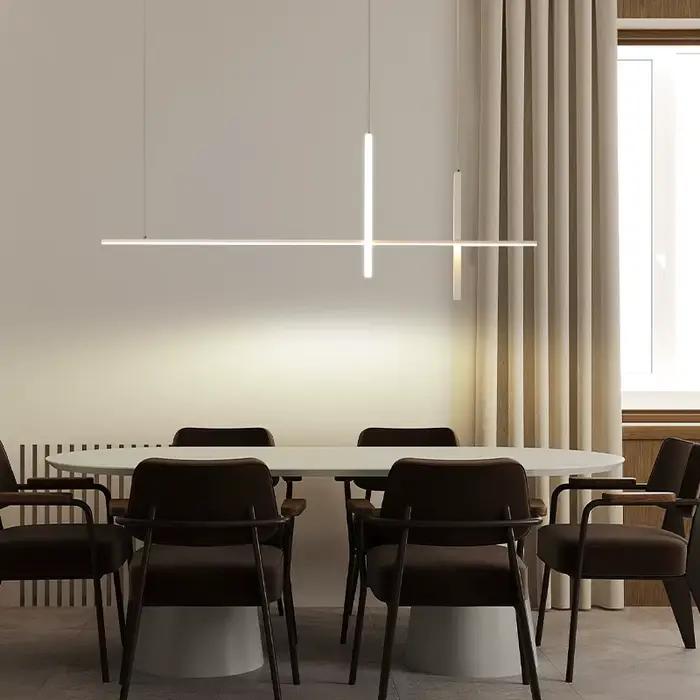 Lustre LED minimaliste moderne Dimmable noir pour Table salle à manger cuisine Bar suspension lampe éclairage Suspension Design Lustre