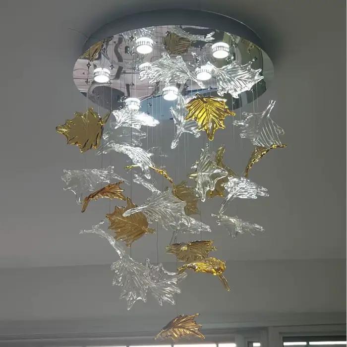 Plafonnier LED en forme de feuille d'érable, design artistique, éclairage d'intérieur, luminaire décoratif de plafond, idéal pour une villa ou un hôtel