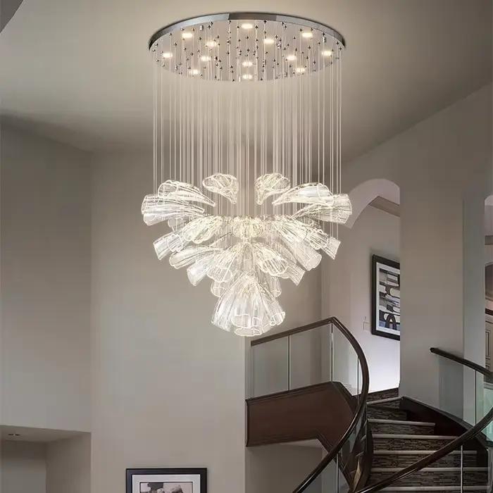 Luminaire suspendu de luxe au design créatif, éclairage principal pour salon, salle à manger, et escalier, ambiance pétales