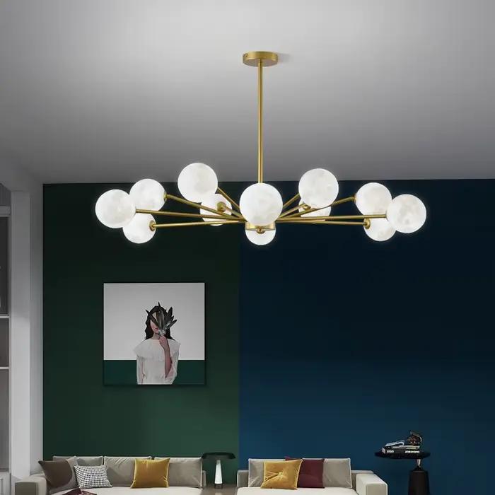 Lustre en verre au design nordique moderne, luminaire décoratif d'intérieur, disponible en noir, idéal pour un salon, une chambre à coucher, une salle à manger ou une cuisine