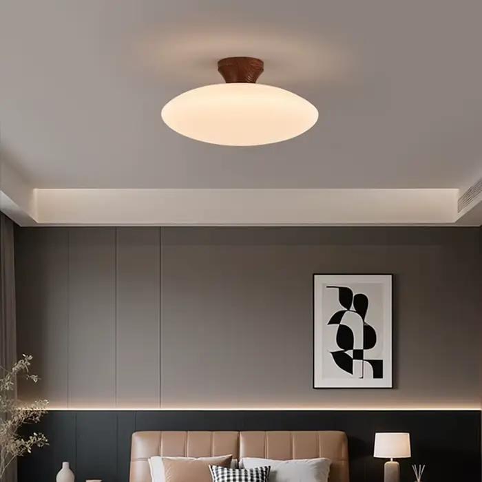 Plafonnier Champignon Style Crème Moderne pour Chambre, Salon, Hall d'entrée – Luminaire Décoratif Circulaire avec Protection Oculaire